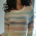 Colorful Polyester Horizontal Stripe Nightgown Dress